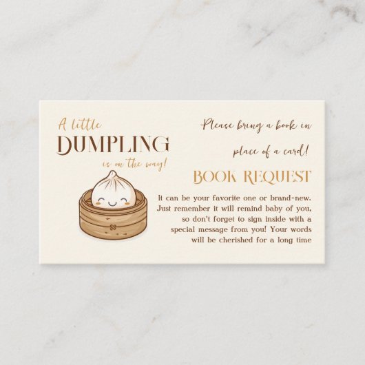 Little Dumpling Kawaii Baby shower Boek Verzoek Informatiekaartje (Voorkant)