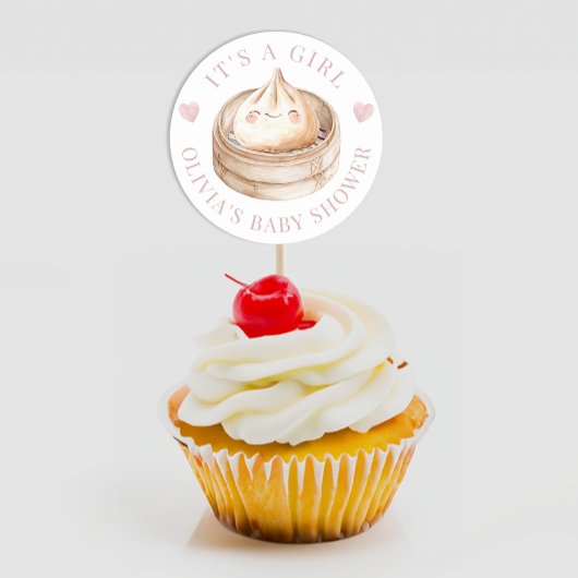 Little Dumpling Pink Het is een meisje Baby shower Ronde Sticker