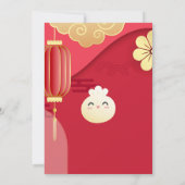 Little Dumpling Red & Gold Baby shower Invitation Kaart (Achterkant)