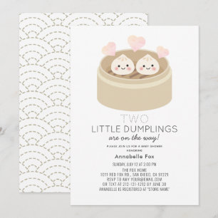 Little Dumpling Twins Baby shower Invitation Kaart