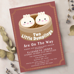 Little Dumpling Twins Baby shower Kaart