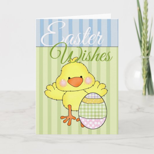 Little Easter Chick with Egg Easter Wishes Kaart (Voorkant)
