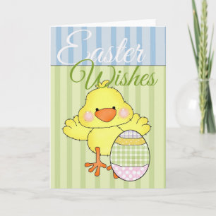 Little Easter Chick with Egg Easter Wishes Kaart