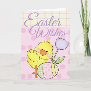 Little Easter Chick with Egg Easter Wishes Kaart 4