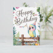 Little Editable Parrot Digitale Verjaardag Kaart (Staand voorkant)