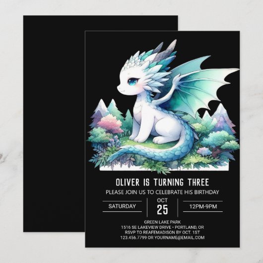 Little Elegant Dragon Verjaardag Kaart (Voorkant / Achterkant)