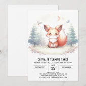 Little Elegant Fox Verjaardag digitaal Kaart (Voorkant / Achterkant)