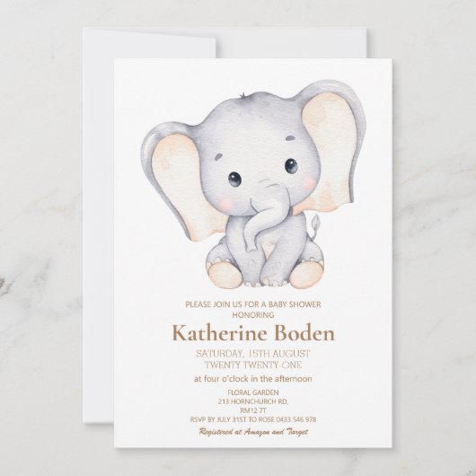 Little Elephant Baby shower Invitation (Voorkant)