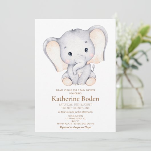 Little Elephant Baby shower Invitation (Staand voorkant)