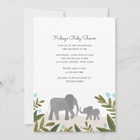 Little Elephant Baby shower Invite Kaart (Voorkant)