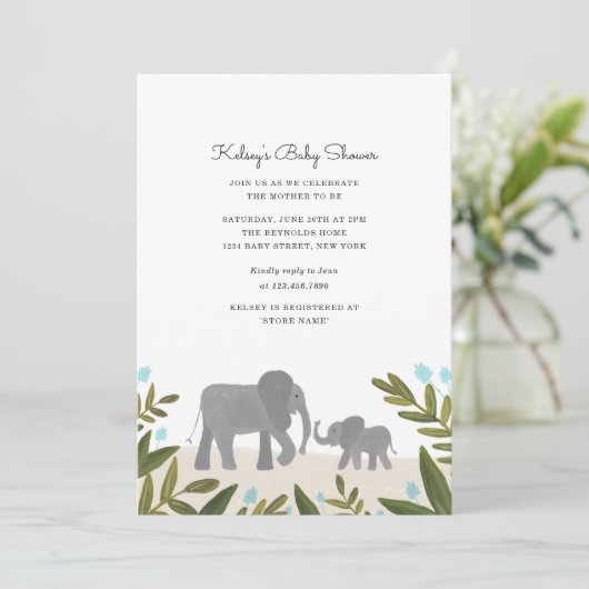 Little Elephant Baby shower Invite Kaart (Staand voorkant)