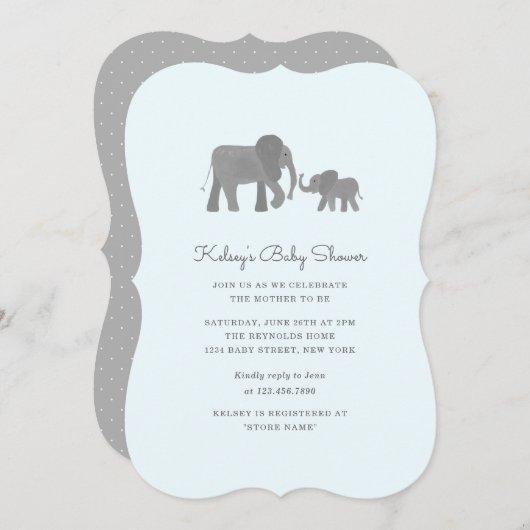 Little Elephant Baby shower Invite Kaart (Voorkant / Achterkant)