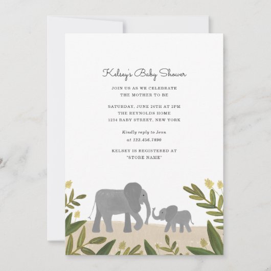 Little Elephant Baby shower Invite Kaart (Voorkant)