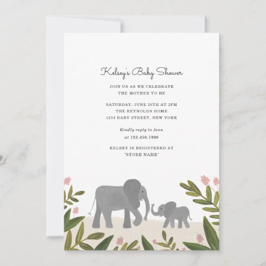 Little Elephant Baby shower Invite Kaart (Voorkant)