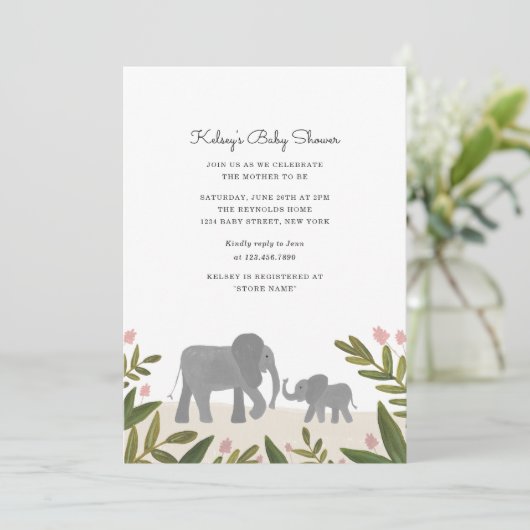 Little Elephant Baby shower Invite Kaart (Staand voorkant)