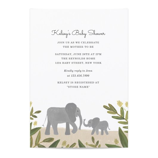 Little Elephant Baby shower Invite Kaart