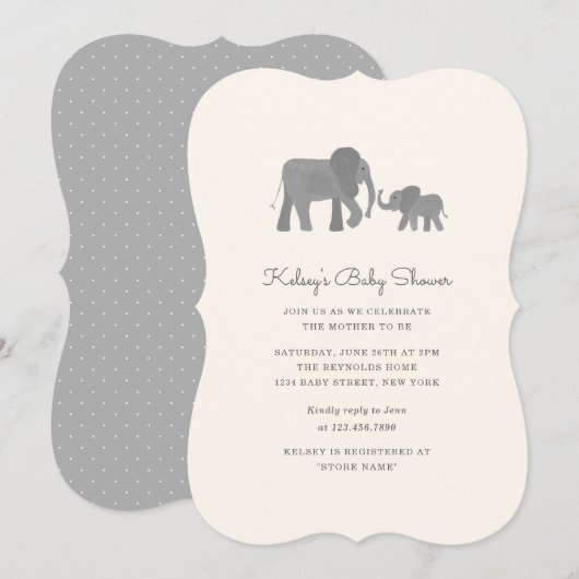 Little Elephant Baby shower Invite Kaart (Voorkant / Achterkant)