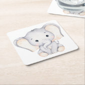 Little Elephant Baby shower Square Kartonnen Onderzetters (Schuin)