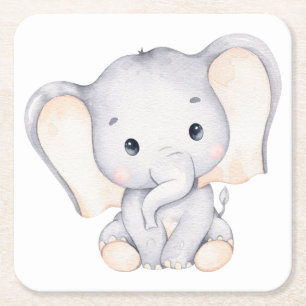 Little Elephant Baby shower Square Kartonnen Onderzetters