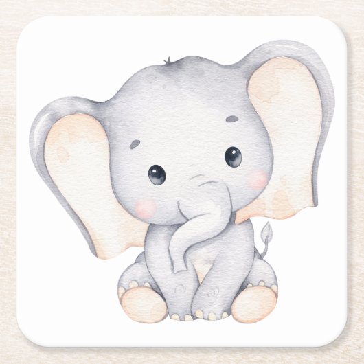 Little Elephant Baby shower Square Kartonnen Onderzetters (Voorkant)