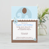 Little Elephant (Blue) 5x7 Boy Birthday Invitation Kaart (Staand voorkant)
