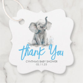 Little Elephant Blue Grey Baby shower Bedankt Bedankjes Labels