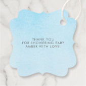 Little Elephant Blue Grey Baby shower Bedankt Bedankjes Labels (Achterkant)