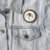 Little Elephant (Blue) NAME TAG Custom Button (In situ)