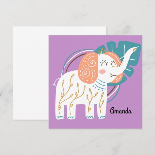 Little Elephant Boho aangepaste naam (Voorkant / Achterkant)