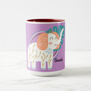 Little Elephant Boho aangepaste naam Mok