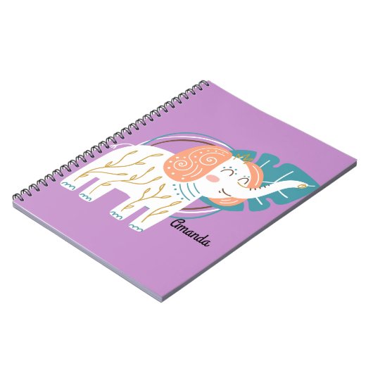 Little Elephant Boho aangepaste naam Notitieboek (Linkerzijde)