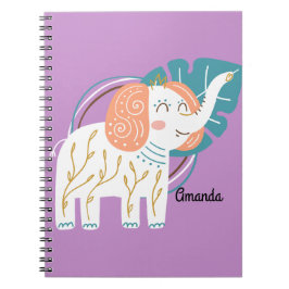 Little Elephant Boho aangepaste naam Notitieboek