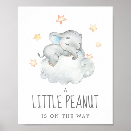 Little Elephant Boy Little Peanut Baby shower Poster (Voorkant)