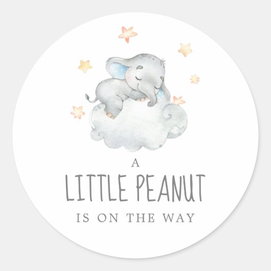 Little Elephant Boy Little Peanut Baby shower Ronde Sticker (Voorkant)