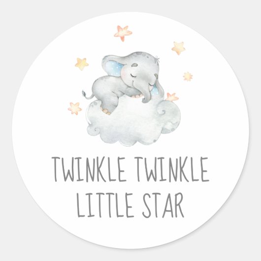 Little Elephant Boy Twinkle Twinkle Little Star Ronde Sticker (Voorkant)