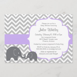 Little Elephant Chevron Editable Color Baby shower Kaart