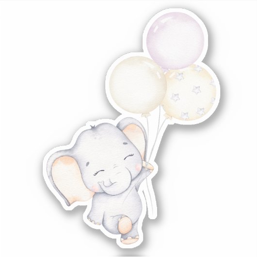 Little Elephant Cute Animal Sticker (Voorkant)