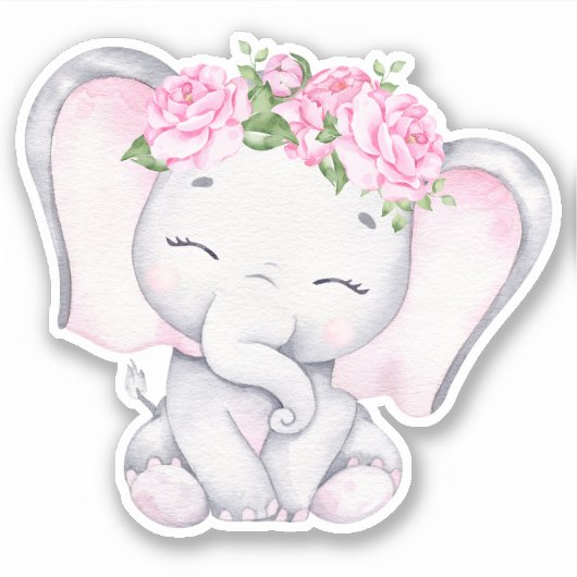 Little Elephant Cute Animal Sticker (Voorkant)
