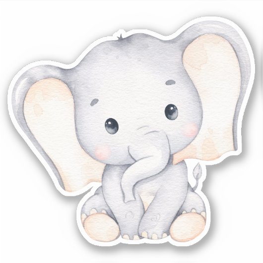 Little Elephant Cute Animal Sticker (Voorkant)