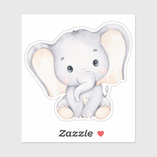 Little Elephant Cute Animal Sticker (Vel)
