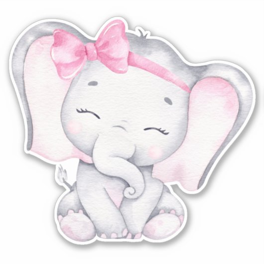 Little Elephant Cute Animal Sticker (Voorkant)