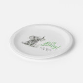 Little Elephant Cute Green Grey Baby shower Papieren Bordje (Gekanteld)