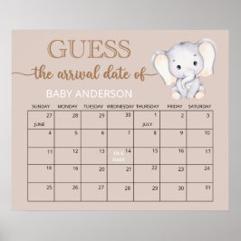 Little Elephant eens Due Date Calendar Poster