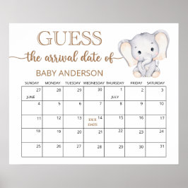 Little Elephant eens Due Date Calendar Poster