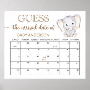 Little Elephant eens Due Date Calendar Poster
