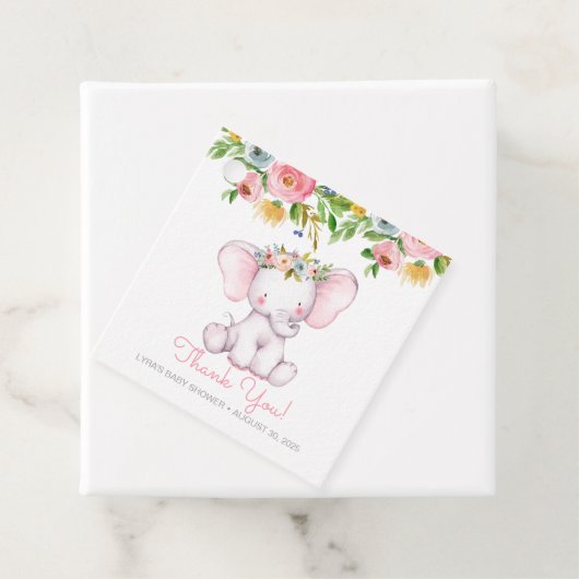 Little Elephant Floral Baby shower Dank u Bedankjes Labels (In situ)