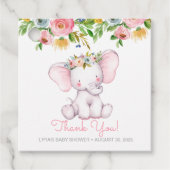 Little Elephant Floral Baby shower Dank u Bedankjes Labels (Voorkant)