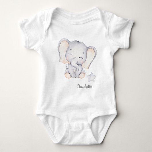 Little Elephant & Flower Baby Bodysuit (Voorkant)