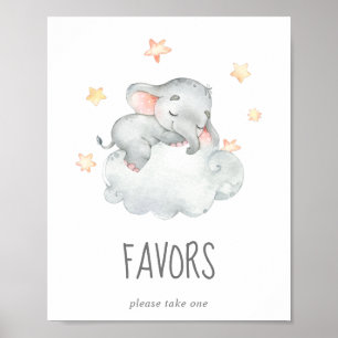 Little Elephant Girl Baby shower Favors Sign Poster