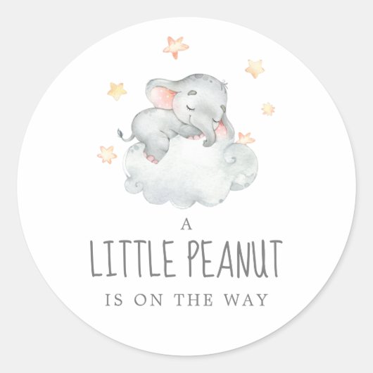 Little Elephant Girl Little Peanut Baby shower Ronde Sticker (Voorkant)
